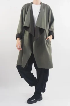 Made In Italy Sander Moleskin Touch Sporty Waterfall Jacket Khaki -VogueCurve Store made in italy sander moleskin touch sporty waterfall jacket khaki041.jpg