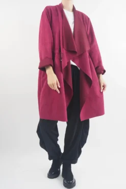 Made In Italy Sander Moleskin Touch Sporty Waterfall Jacket Magenta