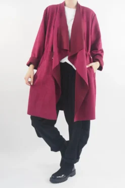 Made In Italy Sander Moleskin Touch Sporty Waterfall Jacket Magenta -VogueCurve Store made in italy sander moleskin touch sporty waterfall jacket magenta04.jpg