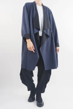 Made In Italy Sander Moleskin Touch Sporty Waterfall Jacket Midnight