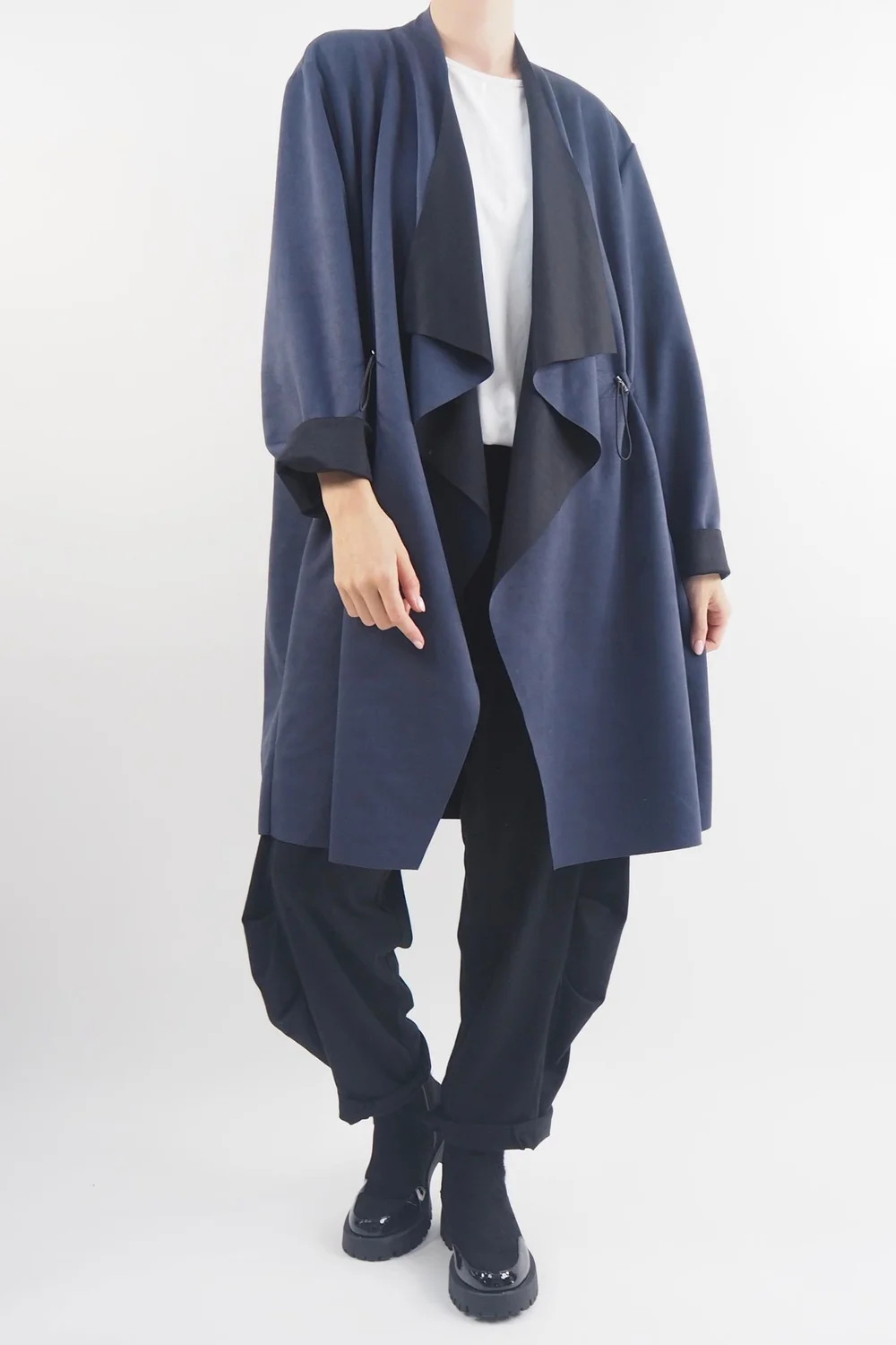 Made In Italy Sander Moleskin Touch Sporty Waterfall Jacket Midnight 3 Made In Italy Sander Moleskin Touch Sporty Waterfall Jacket Midnight