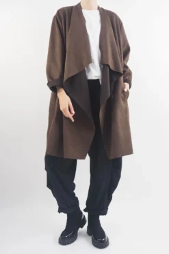 Made In Italy Sander Moleskin Touch Sporty Waterfall Jacket Truffle