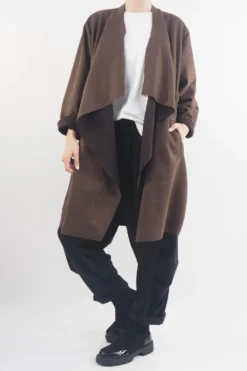 Made In Italy Sander Moleskin Touch Sporty Waterfall Jacket Truffle -VogueCurve Store made in italy sander moleskin touch sporty waterfall jacket truffle04.jpg