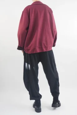 Made In Italy Sander Moleskin Touch Stretch Biker Jacket Bordeaux -VogueCurve Store made in italy sander moleskin touch stretch biker jacket bordeaux3.jpg