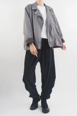 Made In Italy Sander Moleskin Touch Stretch Biker Jacket Storm