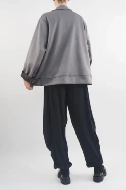 Made In Italy Sander Moleskin Touch Stretch Biker Jacket Storm -VogueCurve Store made in italy sander moleskin touch stretch biker jacket ferrari storm3.jpg