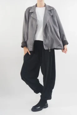 Made In Italy Sander Moleskin Touch Stretch Biker Jacket Storm -VogueCurve Store made in italy sander moleskin touch stretch biker jacket ferrari storm4.jpg