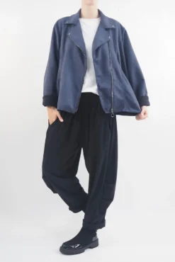 Made In Italy Sander Moleskin Touch Stretch Biker Jacket Midnight -VogueCurve Store made in italy sander moleskin touch stretch biker jacket midnight4.jpg