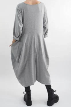Made In Italy Sander Panel Long Sleeve Cocoon Dress Grey Marl -VogueCurve Store made in italy sander panel long sleeve cocoon dress grey marl12.jpg