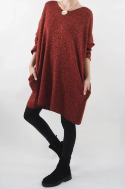 Made In Italy Shimmer Me Softly Dress Deep Rouge -VogueCurve Store made in italy shimmer me softly dress deep rouge4.jpg