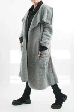 Made In Italy Skandi Blanket Coat Light Grey Marl -VogueCurve Store made in italy skandi blanket coat light grey marl02.jpg