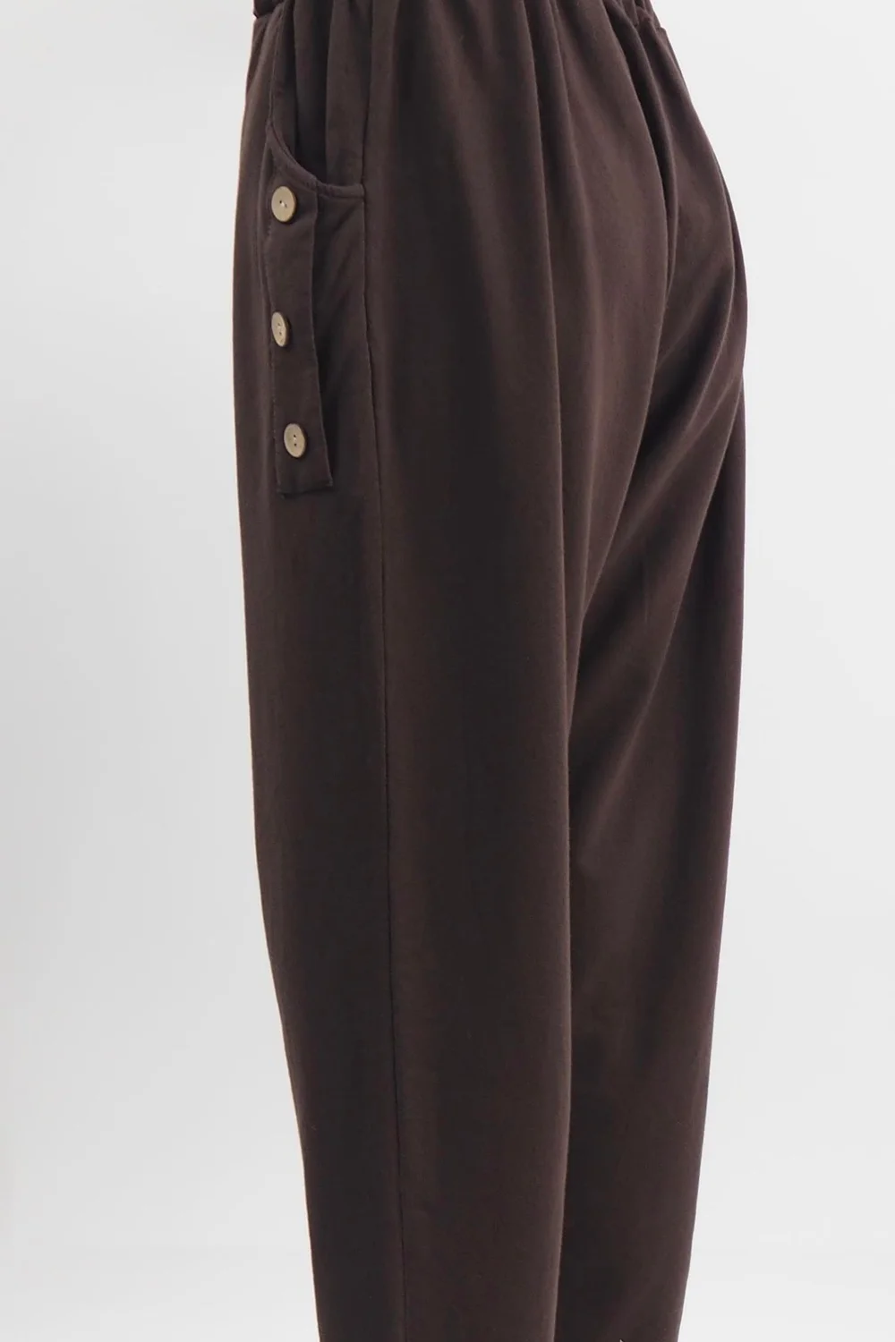 Made In Italy Tali Three Button Straight Leg Pant Chocolate 5 Made In Italy Tali Three Button Straight Leg Pant Chocolate - Image 3