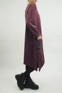 Made In Italy Tokyo Leopard Panel Dress Aubergine -VogueCurve Store made in italy tokyo leopard panel dress aubergine 3.jpg