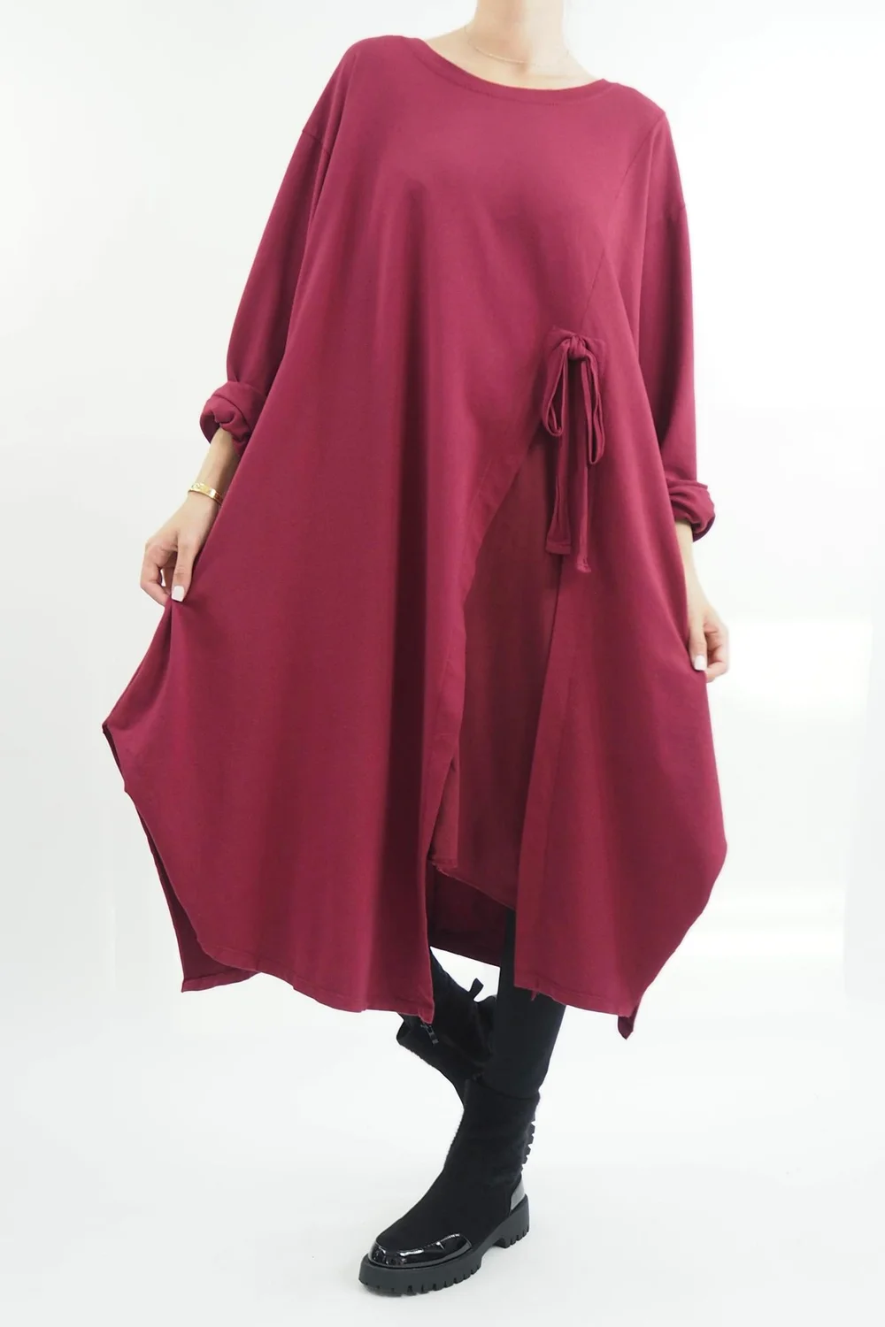 Made In Italy Tokyo Tie Dress Red Berry 6 Made In Italy Tokyo Tie Dress Red Berry - Image 4