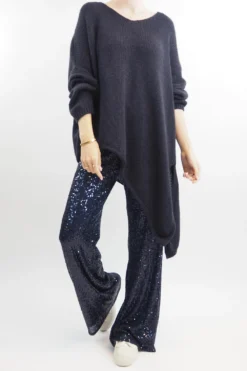 Made In Italy Trinny Shimmer Palazzo Trouser Midnight -VogueCurve Store made in italy trinny shimmer palazzo trouser midnight6.jpg