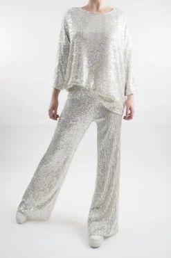 Made In Italy Trinny Shimmer Top Ecru /