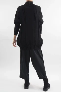 Made In Italy Turtle Cable Guy Knit Top Black 9 Made In Italy Turtle Cable Guy Knit Top Black -VogueCurve Store made in italy turtle cable guy knit black4.jpg