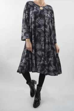 Made In Italy Zadig Leopard Panel Swing Dress Mono