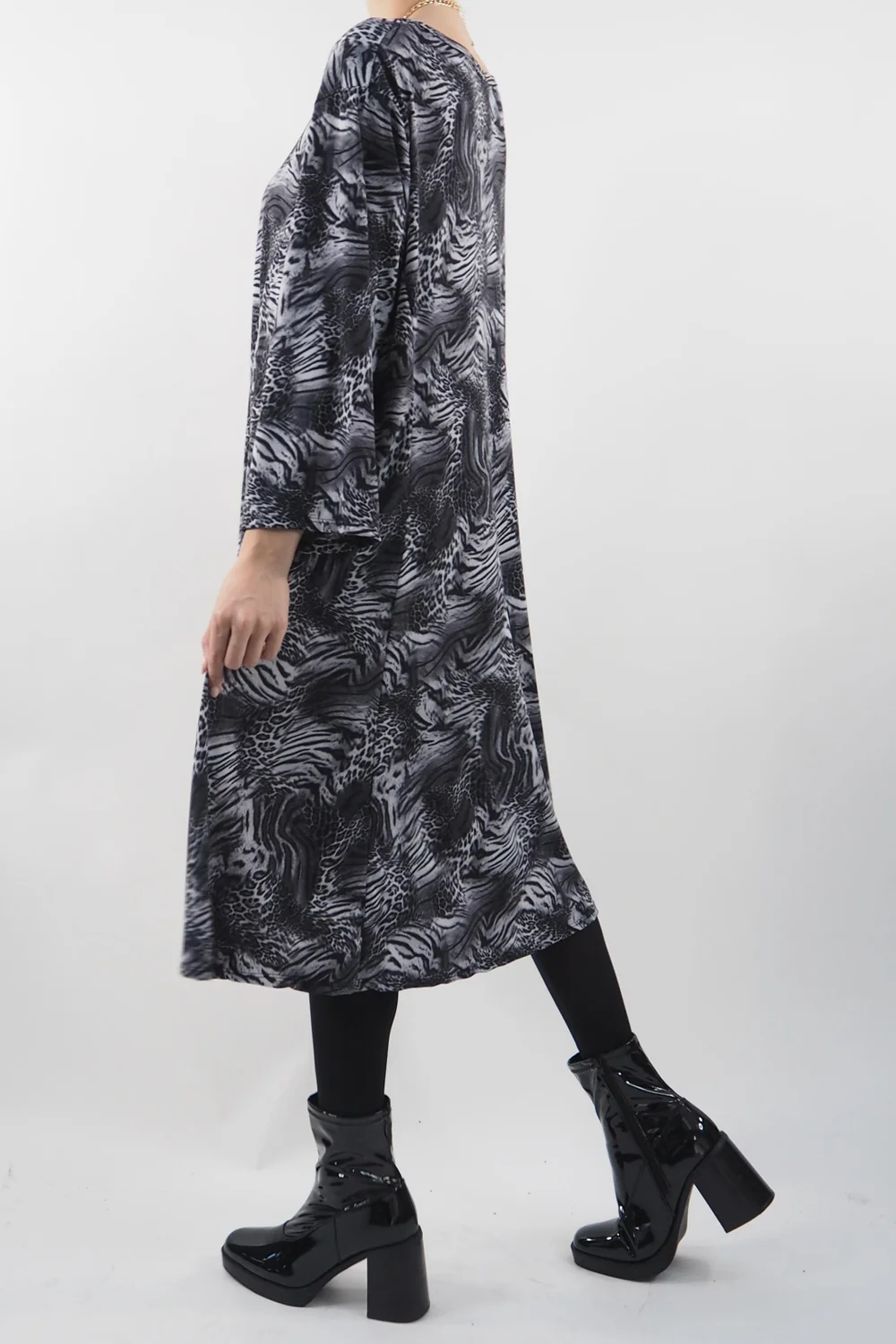 Made In Italy Zadig Leopard Panel Swing Dress Mono 4 Made In Italy Zadig Leopard Panel Swing Dress Mono - Image 2