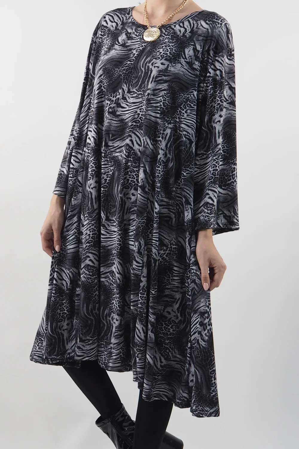 Made In Italy Zadig Leopard Panel Swing Dress Mono 5 Made In Italy Zadig Leopard Panel Swing Dress Mono - Image 3