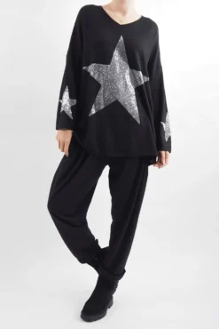 Made In Italy Zanda Star Super Soft Knit Top Black -VogueCurve Store made in italy zanda star super soft fine black04.jpg