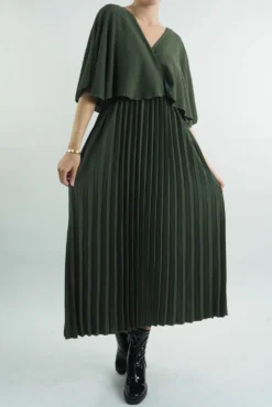 Made In Italy Zeta Cape Dress Khaki