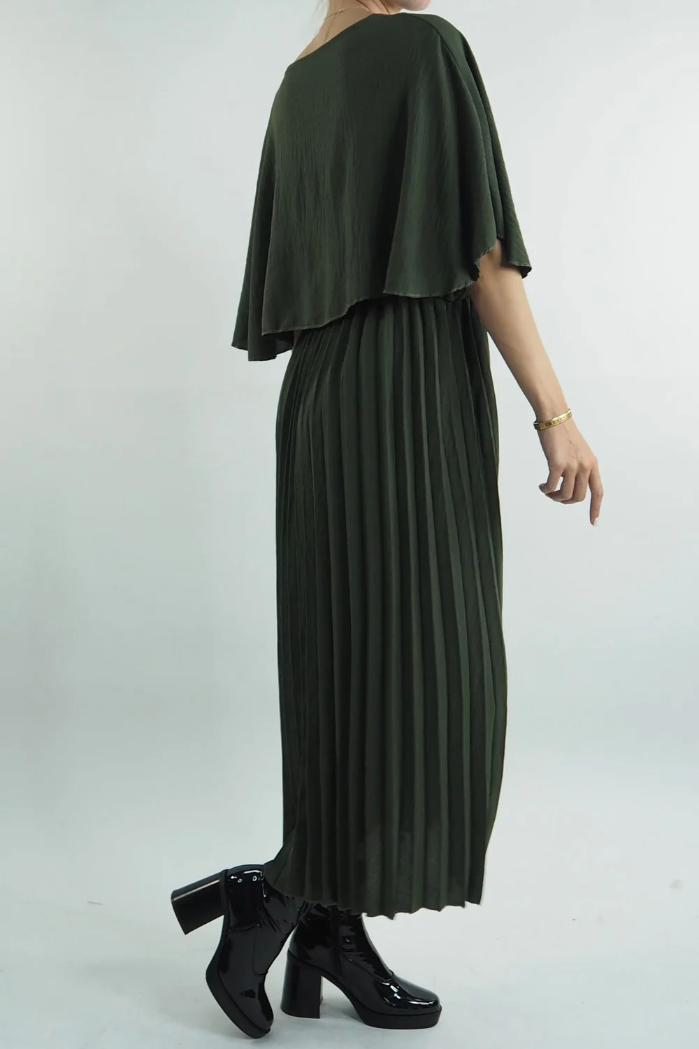 Made In Italy Zeta Cape Dress Khaki 4 Made In Italy Zeta Cape Dress Khaki - Image 2