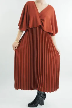 Made In Italy Zeta Cape Dress Saffron -VogueCurve Store made in italy zeta cape dress saffron204.jpg