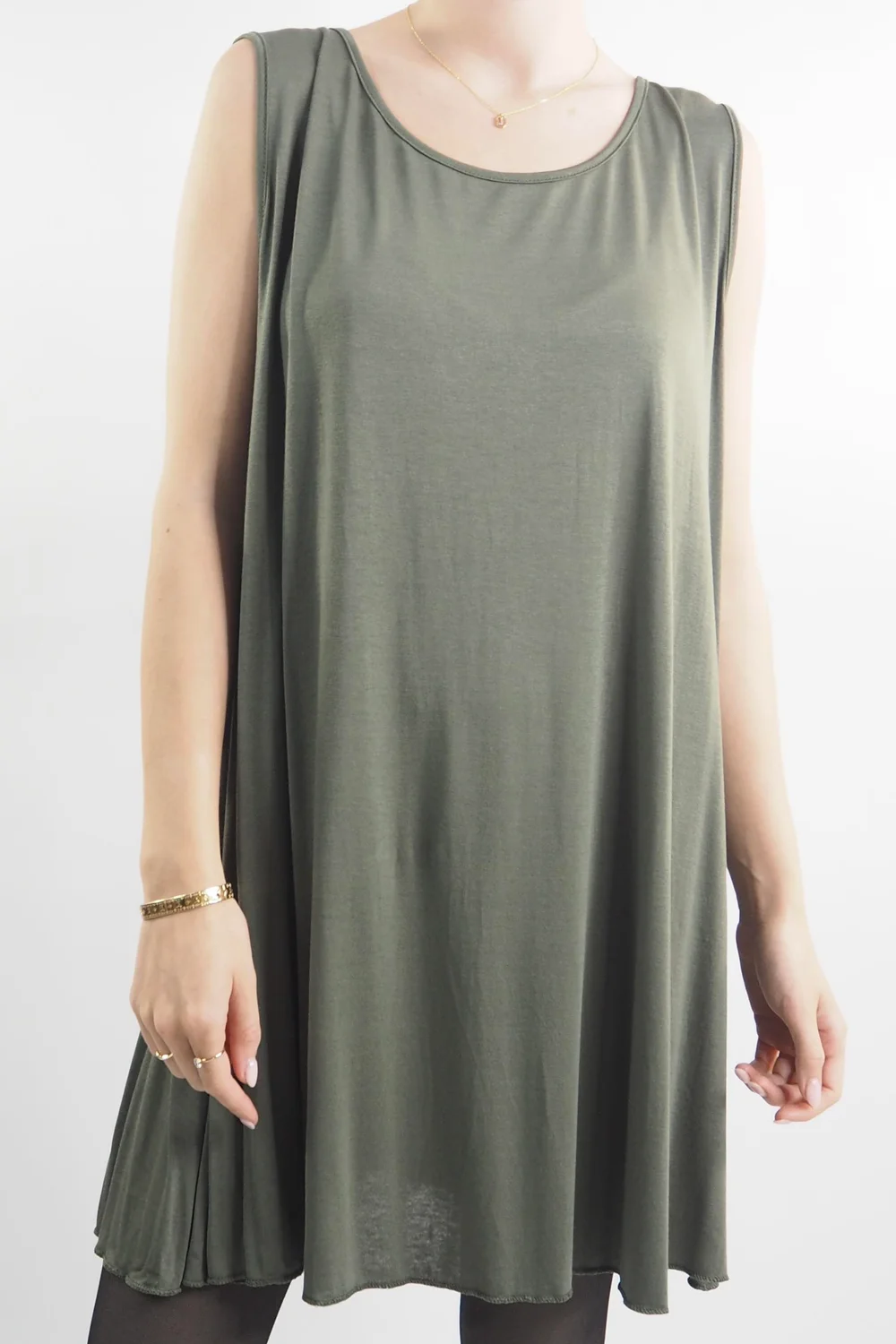 Made In Italy Fine Jersey Swing Vest Khaki 3 Made In Italy Fine Jersey Swing Vest Khaki