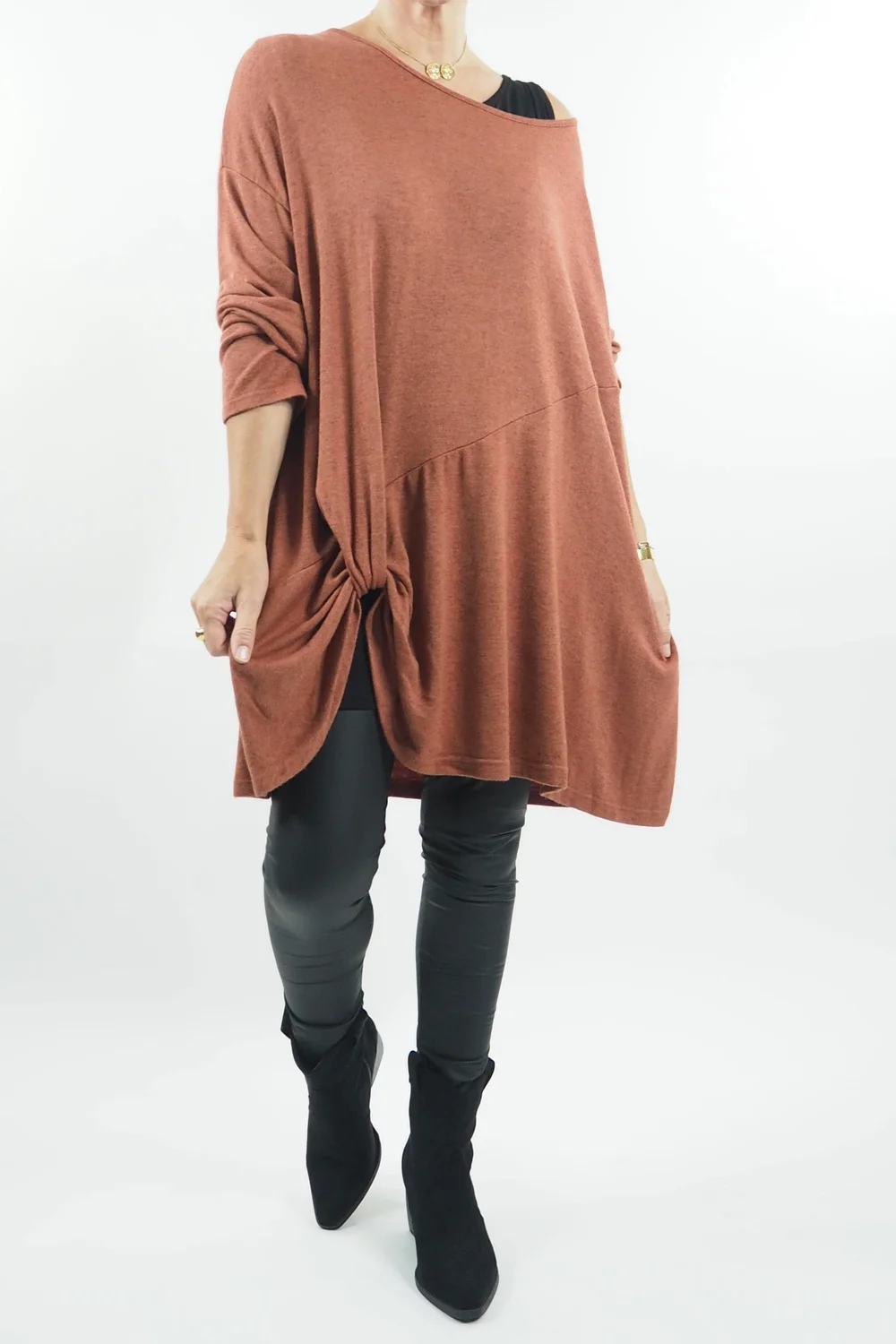 Made In Italy Knotty Nora Fine Knit Top Soft Cognac 3 Made In Italy Knotty Nora Fine Knit Top Soft Cognac